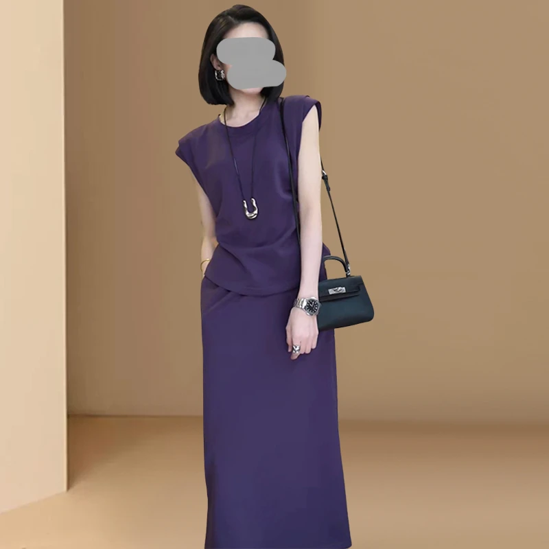 欧货时尚套装女2026夏季气质宽松高级感短袖上衣高腰半身裙两件套