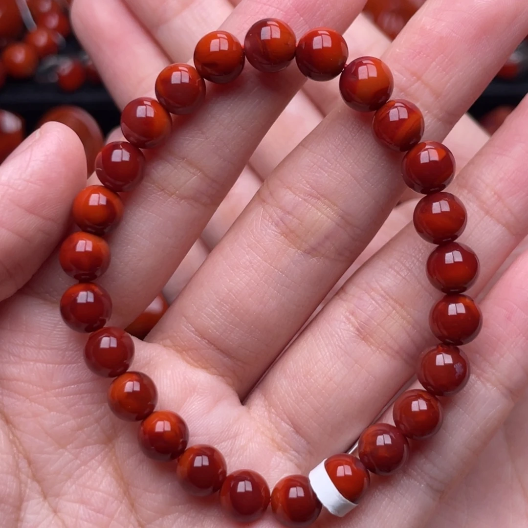 南红玛瑙未镶嵌珠宝奇石单圈7.5mm