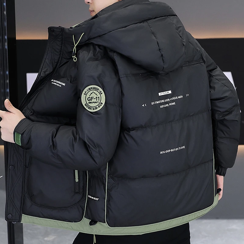 顿奇摩费涅高端时尚男士冬季白鸭绒外套羽绒服男款拼色工装上衣潮