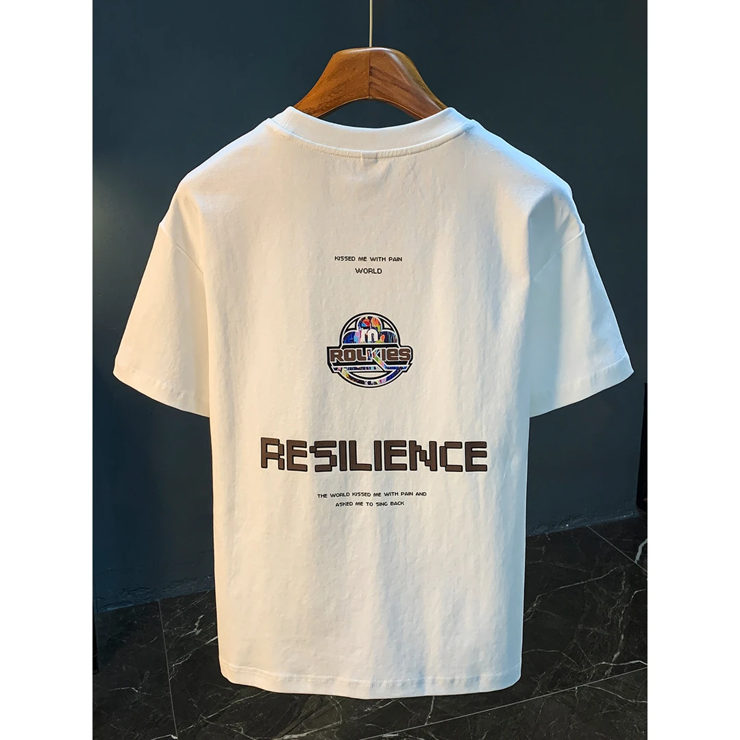 港风复古潮流彩色印花上衣2025夏季时尚圆领百搭纯棉高端时髦体恤