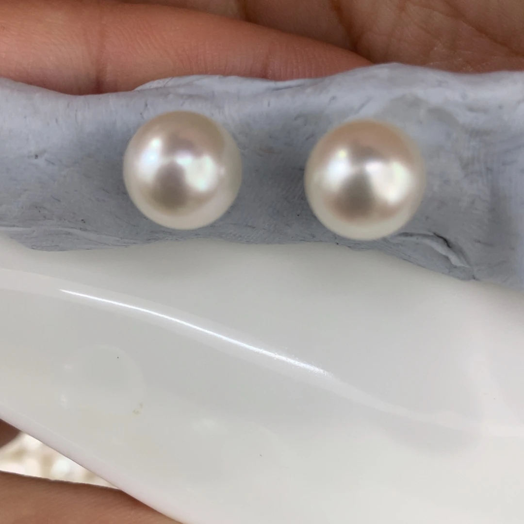 定制海水珍珠未镶嵌裸珠9.1-9.3mm澳白两颗