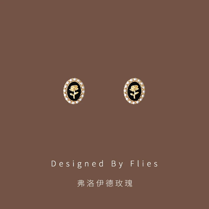 铜合金耳饰 弗洛伊德玫瑰|复古椭圆玫瑰耳钉小众气质高级感耳饰