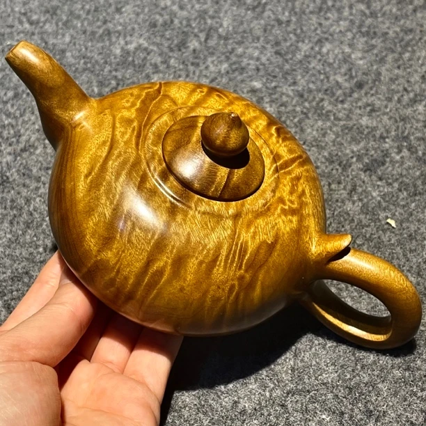 正宗小叶金丝楠枯木老料水波纹把把壶手把件摆件茶壶实木整料雕刻