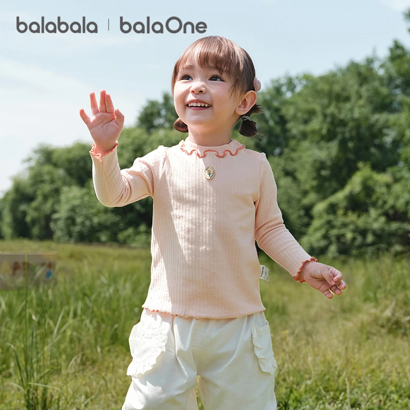 【balaOne】巴拉巴拉女童装长袖t恤儿童宝宝打底衫2025春秋新款上衣
