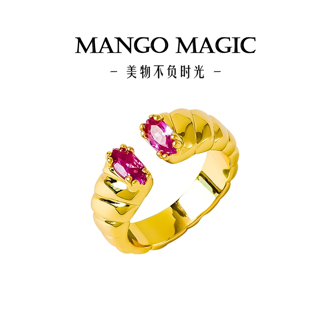 mango magic 铜合金戒指 法式名媛气质金色时尚小众戒指 232-9825