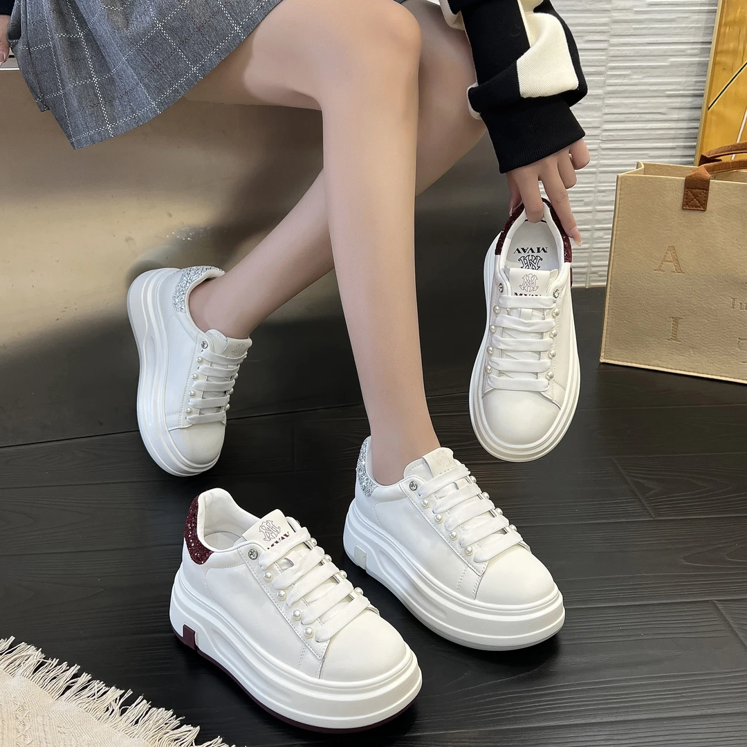 门店89&9！红豆小白鞋」增高厚底牛皮防滑耐磨运动板鞋休闲鞋C23408