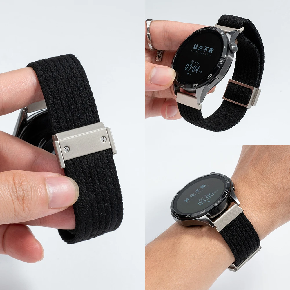 适用华为手表GT5/4表带GT2新螺丝磁吸扣Watch5/3pro尼龙编织腕带