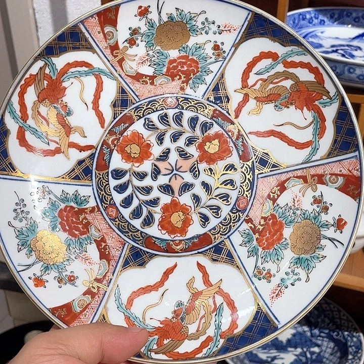 紫砂27秀峰款内外满手绘金彩伊万里大展盘