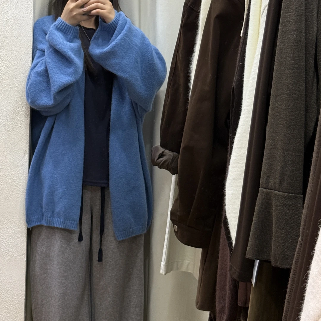 百搭常规袖针织时尚圆领中长款ins毛针织衫保暖发热