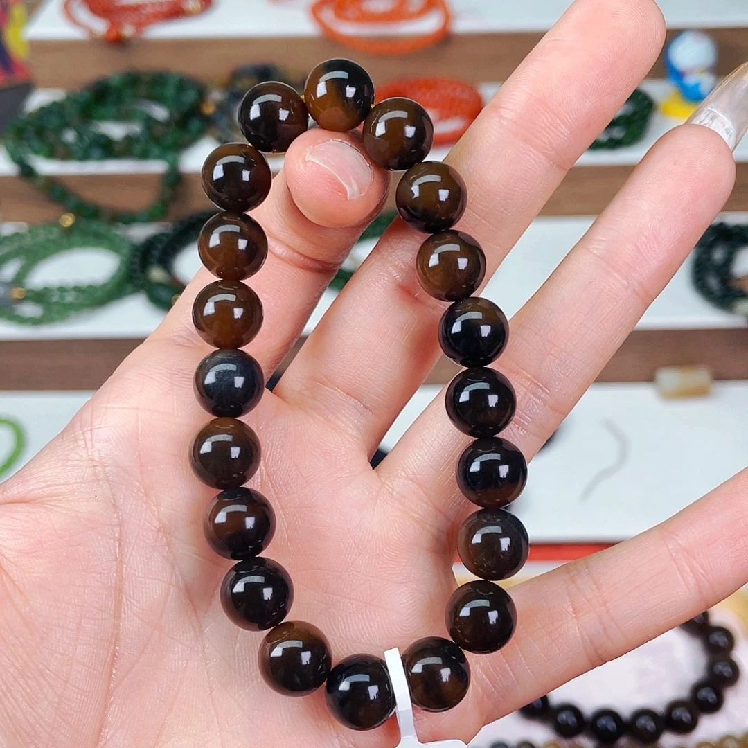 和田玉10mm亮光新疆楼兰糖青花单圈未镶嵌