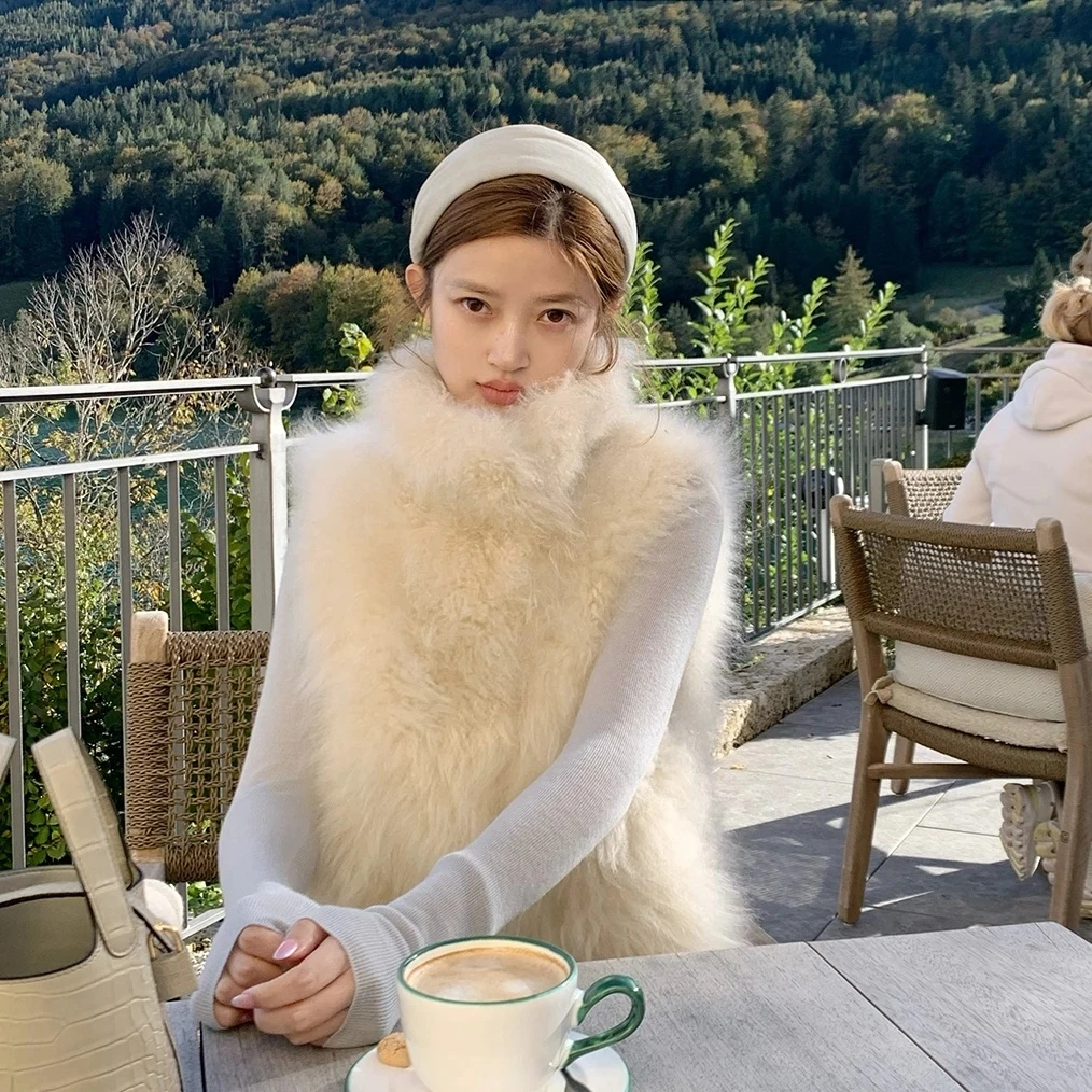 氛围感立体挺括落肩不挑身高百搭马甲环保狐狸毛仿皮草毛毛马甲