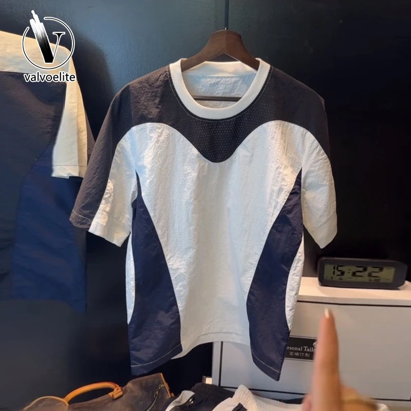 VALVOELITE黑白拼接撞色网眼恤男美式户外轻户外山山系户外防晒