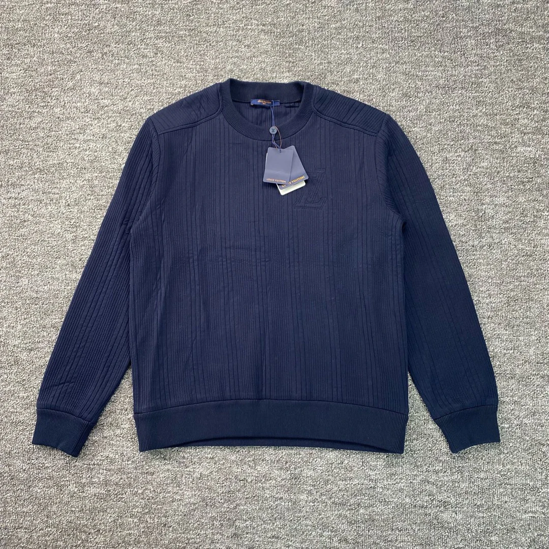 未使用 LouisVuitton/路易威登 3510/蓝色logo刺绣圆领卫衣/XL