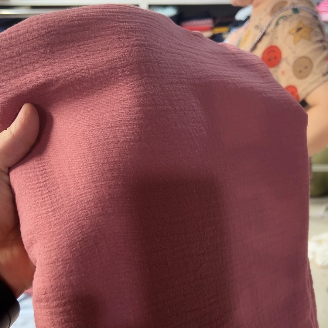 棉砖红色泡泡纱布4米