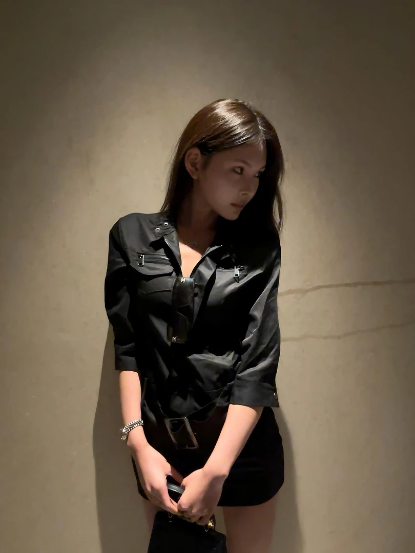 ROSE•质感御姐曜石黑H型连衣裙+雅致黑小立领外套