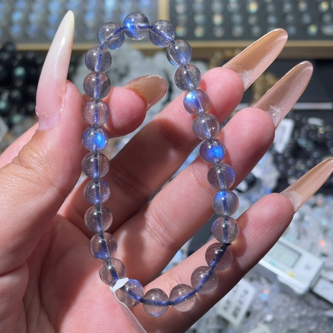 未镶嵌手链长石灰月光蓝光拉长石手链7.5mm