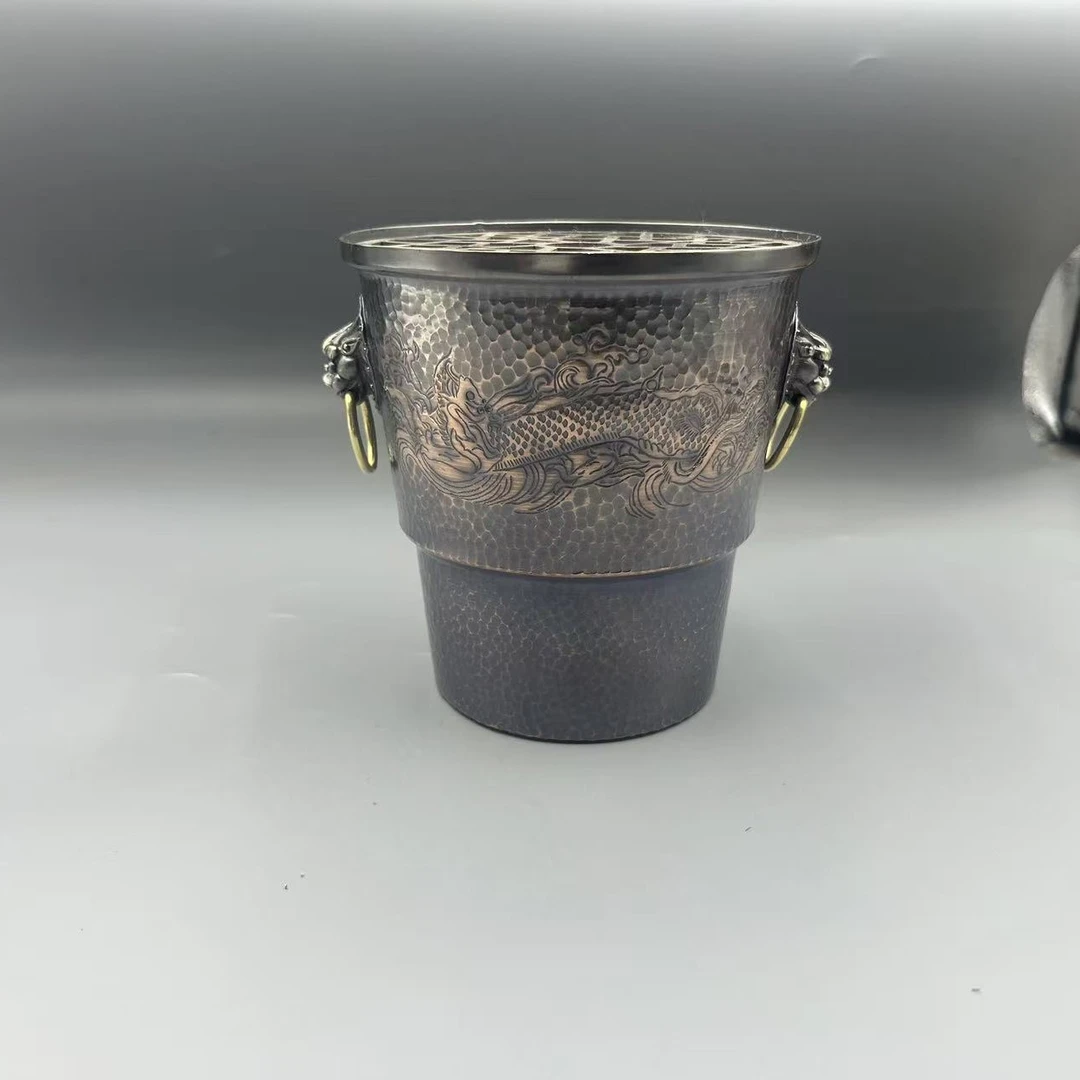 [银盛铜器]小迷你手工錾刻999纯紫铜炭火炉酒精蜡烛炭火