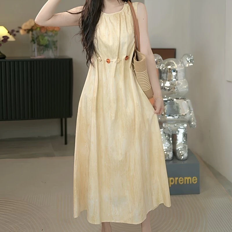 2025短袖连衣裙背心度假夏季法式新款高级时尚气质透气舒适长裙子