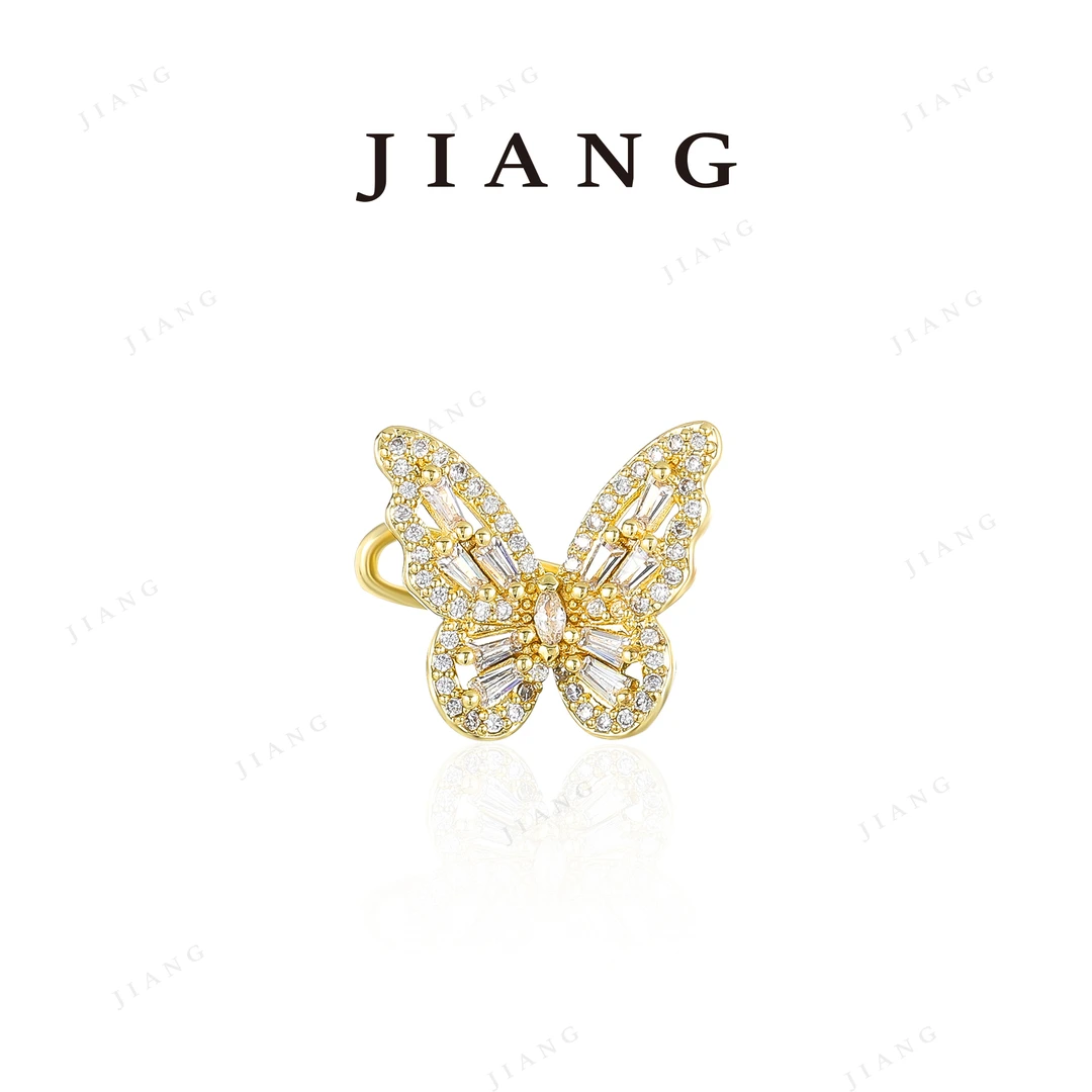 铜合金合成锆石耳饰 时尚百搭蝴蝶镂空耳骨夹 4809