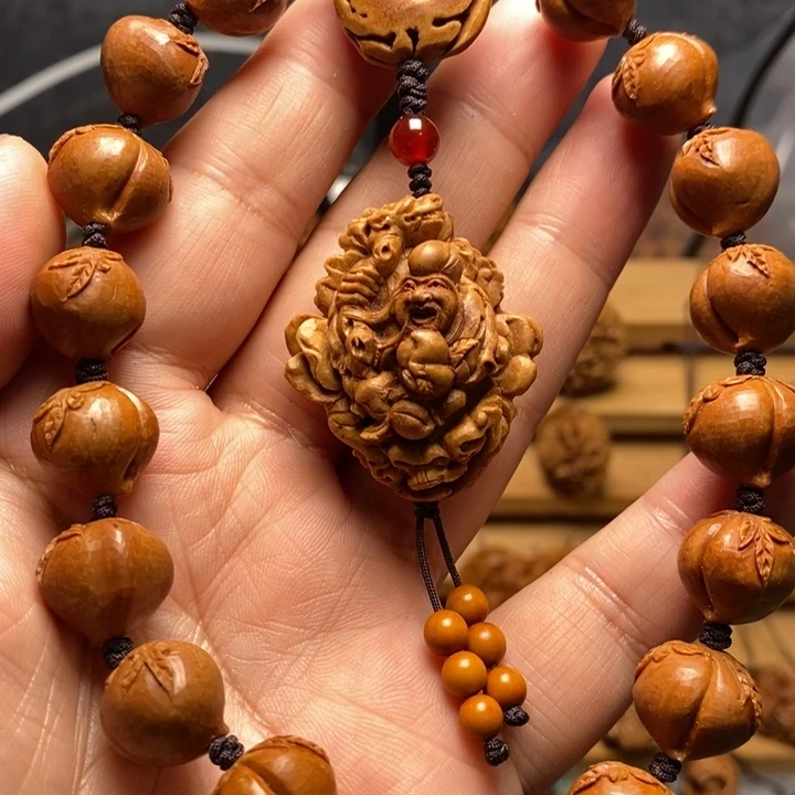 桃核手工雕刻寿桃手持➕寿星单颗