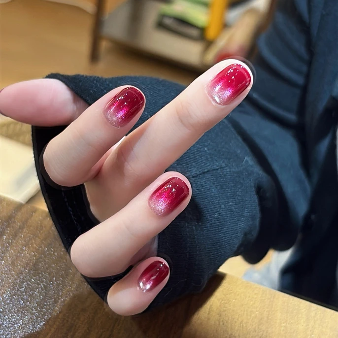 【TMT达人专属】石榴籽·渐变猫眼显白设计穿戴甲