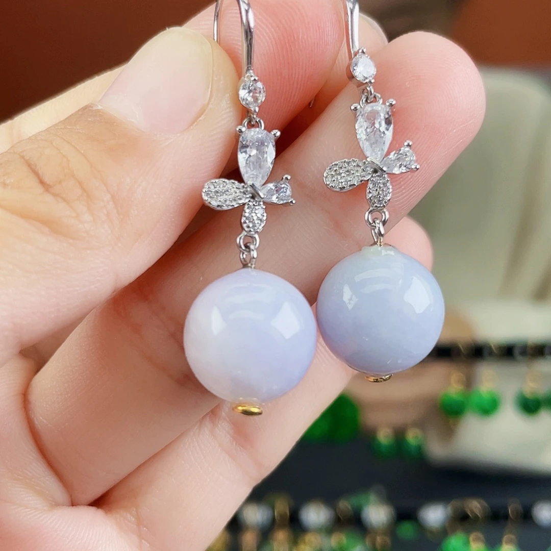 翡翠银S925镶嵌耳饰