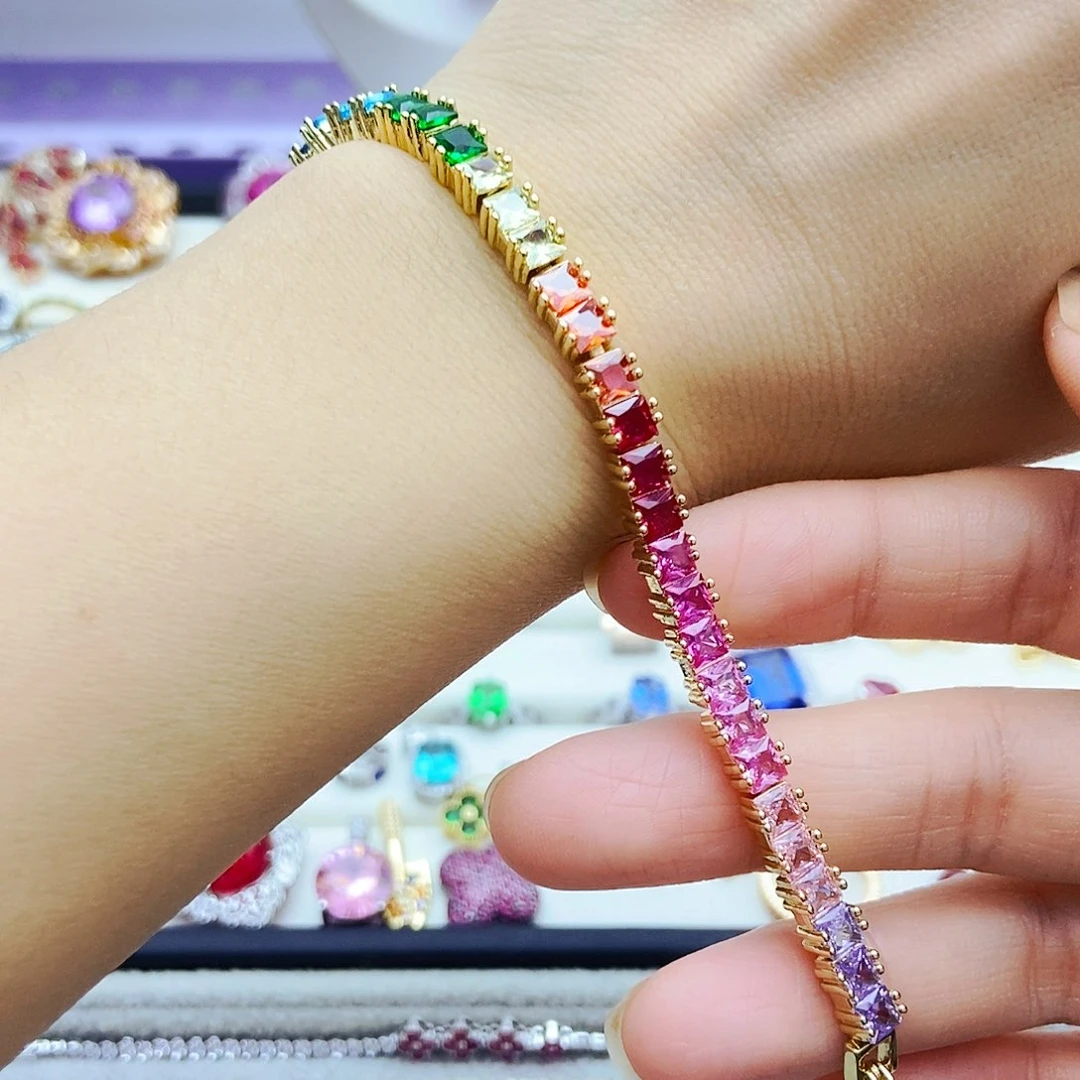 手链彩色蓝宝石未镶嵌
