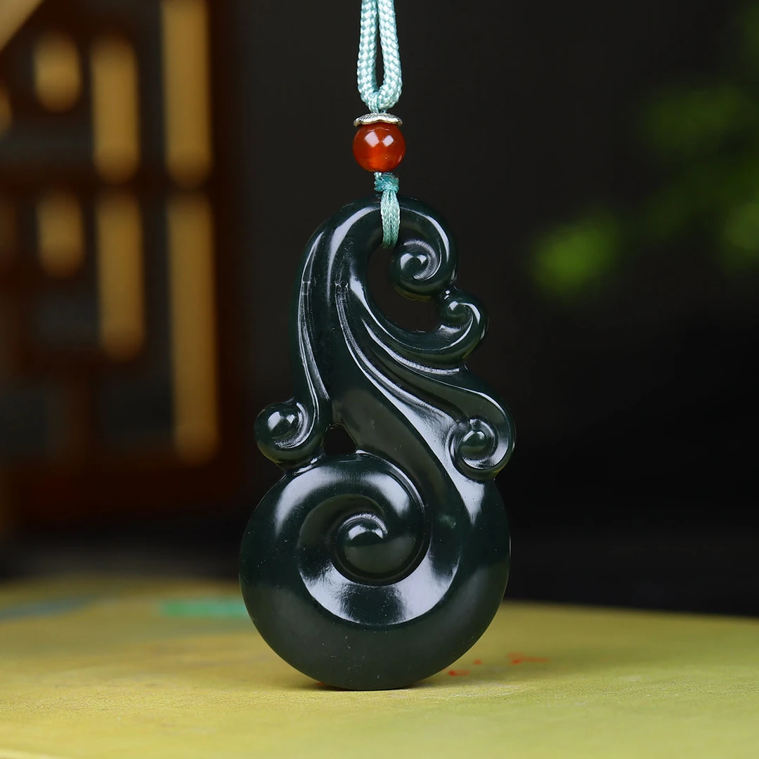 101555和田玉青玉如意挂件