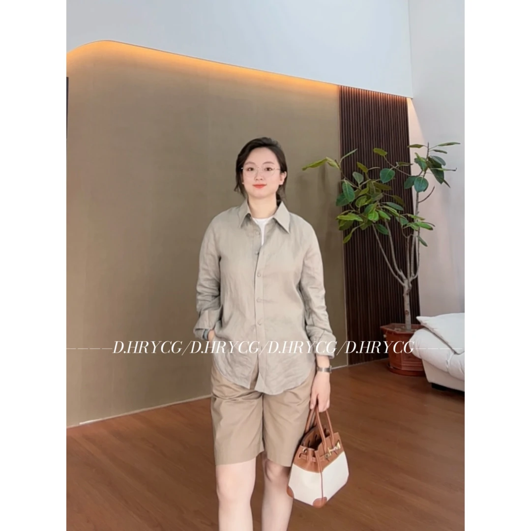 段段服装｜100%亚麻冷卡其灰调衬衫