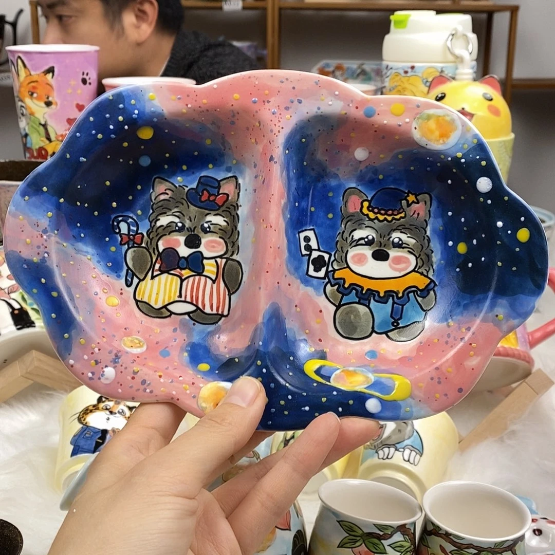 瓷片董董文创手绘陶瓷