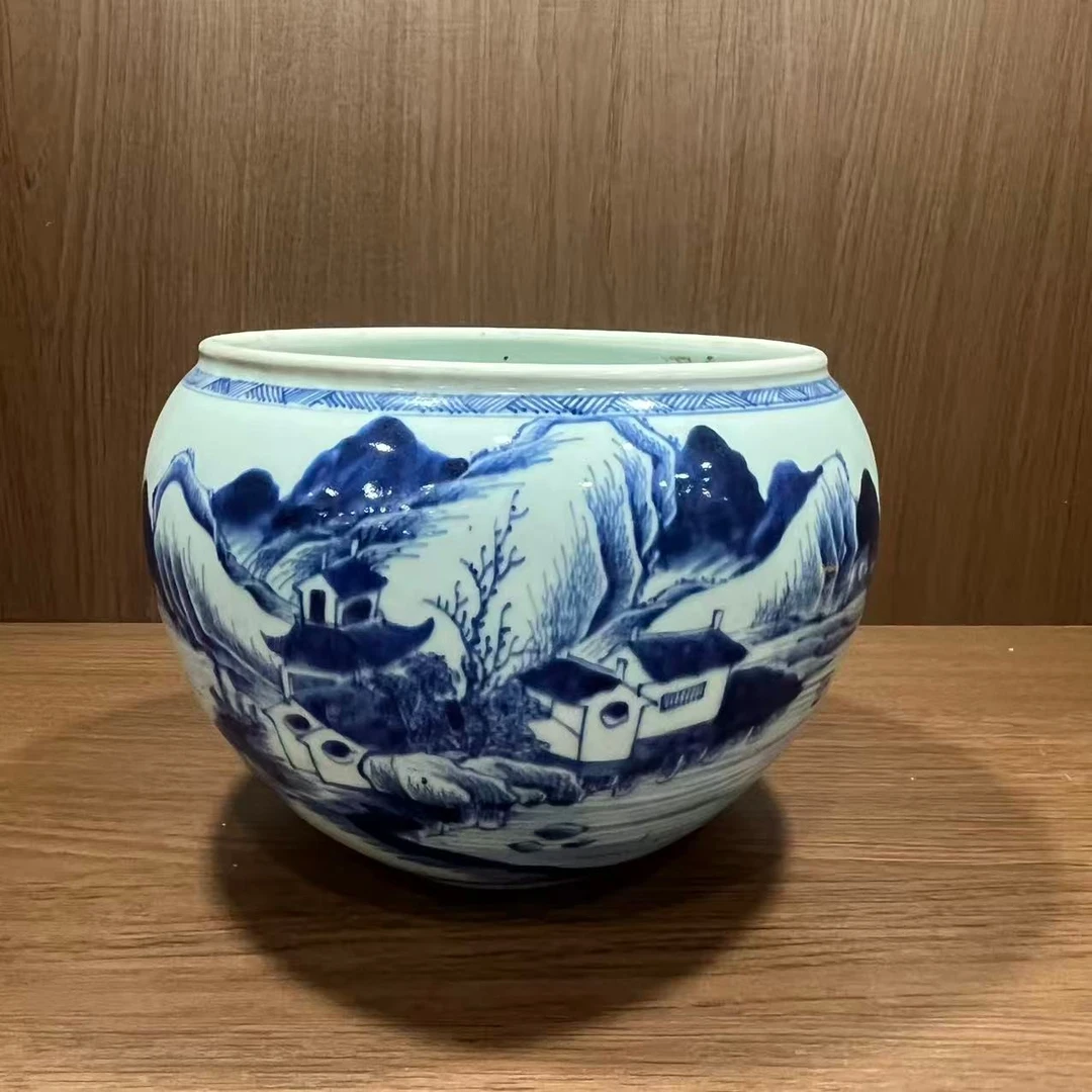 1278 清 康熙 青花山水纹洗