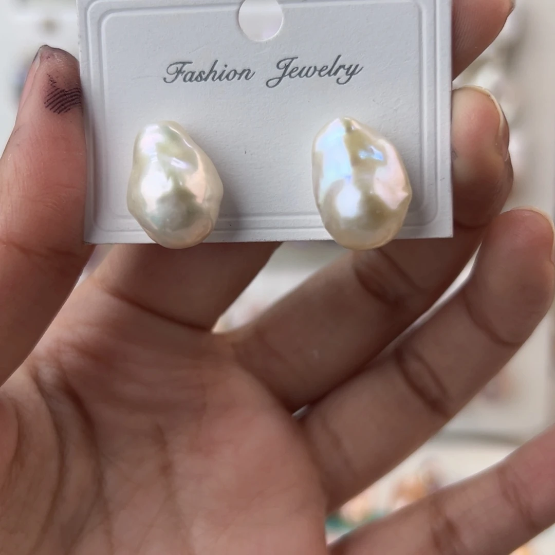 淡水珍珠耳饰银S925镶嵌