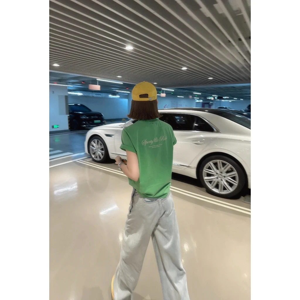 【Chic苹果派】2025年法式气质设计感小众圆领后背字母印花短袖T恤