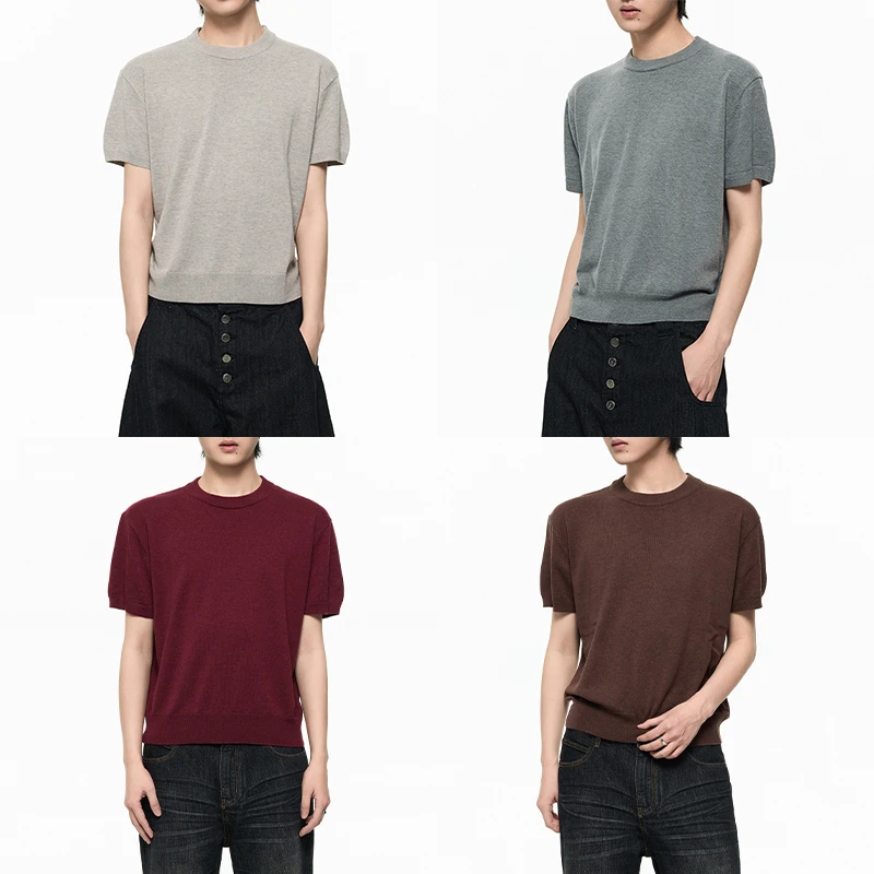 Borrowed Project 超细美利奴羊毛短袖混纺针织水洗磨毛T恤上衣