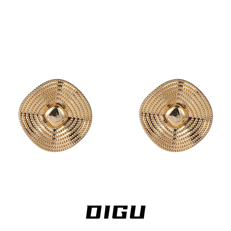 嘀咕家 铜合金耳饰 个性金属肌理感耳环秋冬百搭金色耳钉小众耳饰