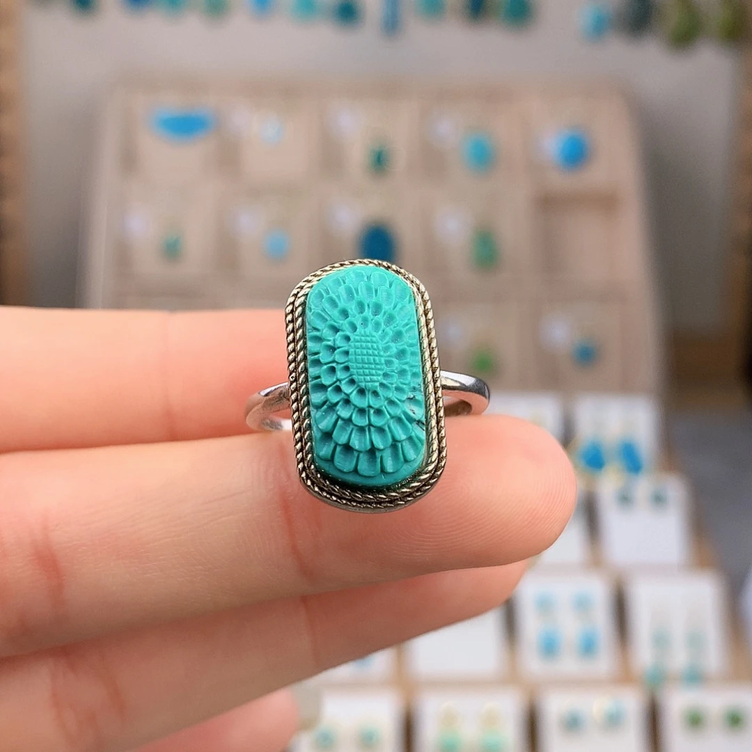 绿松石银S925镶嵌戒指