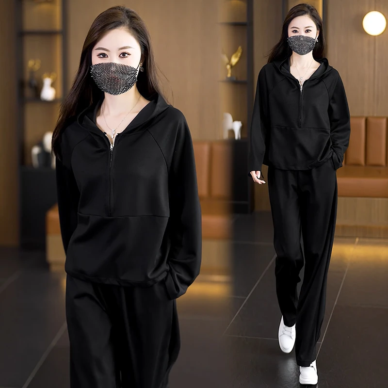 【女神新衣】2025秋季新款胖妹妹休闲时尚宽松显瘦气质连帽两件套