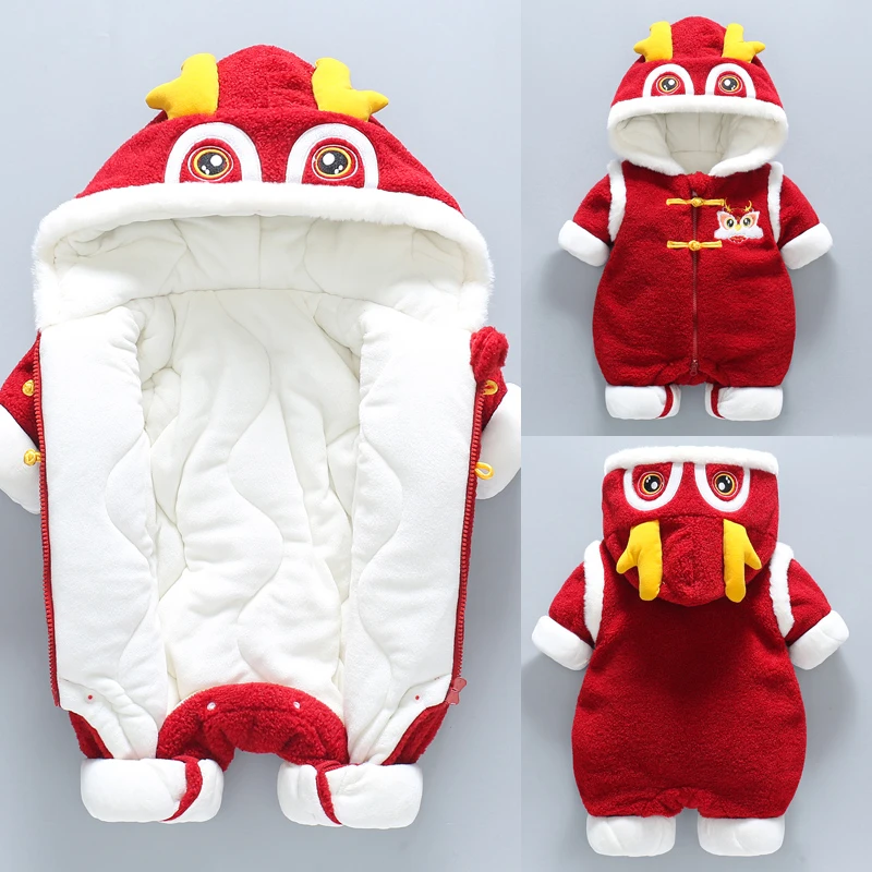 新生婴儿衣服秋冬装夹棉哈衣男女宝宝加厚连体衣满月周岁外出棉衣