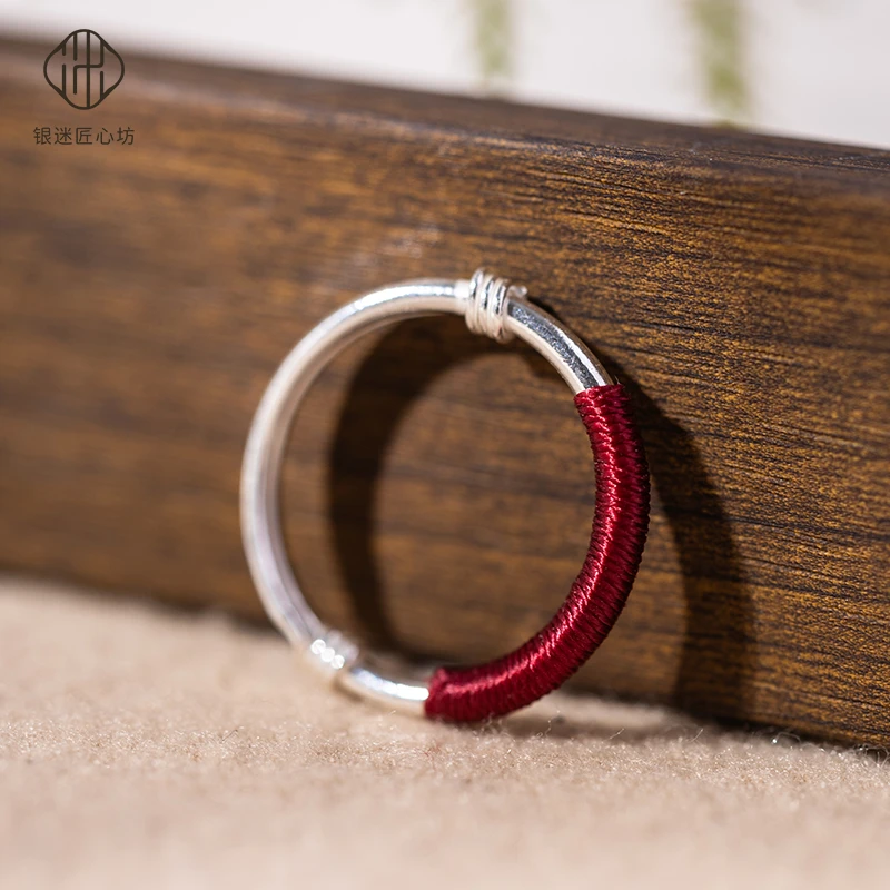 足银戒指 通用活口民族风编织可调节饰品银制品百搭古法手工经典