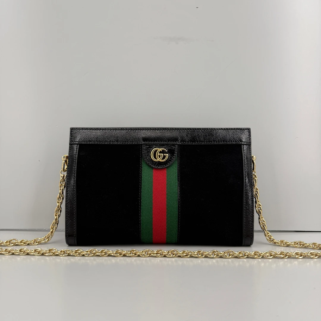 95新 GUCCI/古驰 优选/OP黑色丝绒小号夹子包黑标026/26x17x8