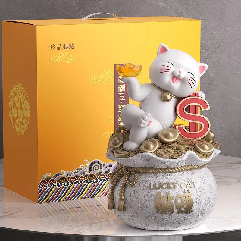 躺赚招财猫摆件开业礼物收银台发财猫客厅玄关柜家居饰品乔迁礼品