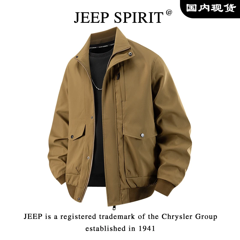 JEEP吉普男款春秋复古外套美式休闲巴恩风夹克宽松立领工装上衣男