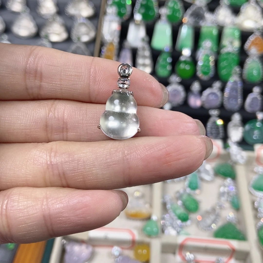 喵***喵石英质玉银S925镶嵌吊坠(不含链)