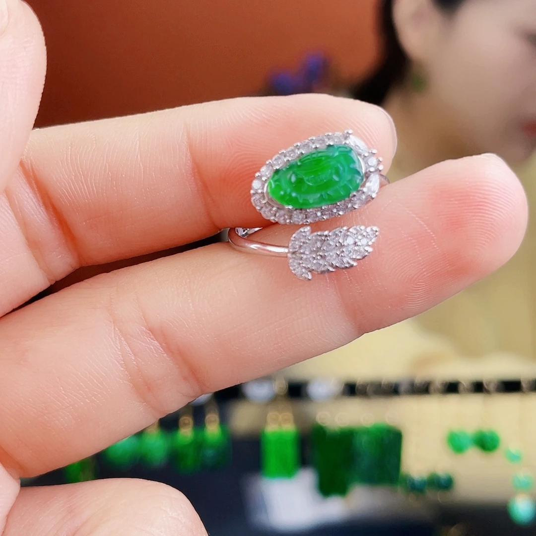 翡翠银S925镶嵌耳饰