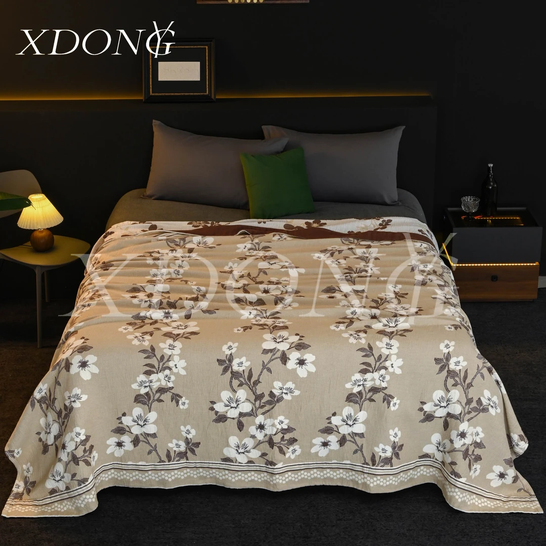 XDONGY（冬云家纺）高定230*250 亲肤柔软 桃源花季黄 四季床盖毯