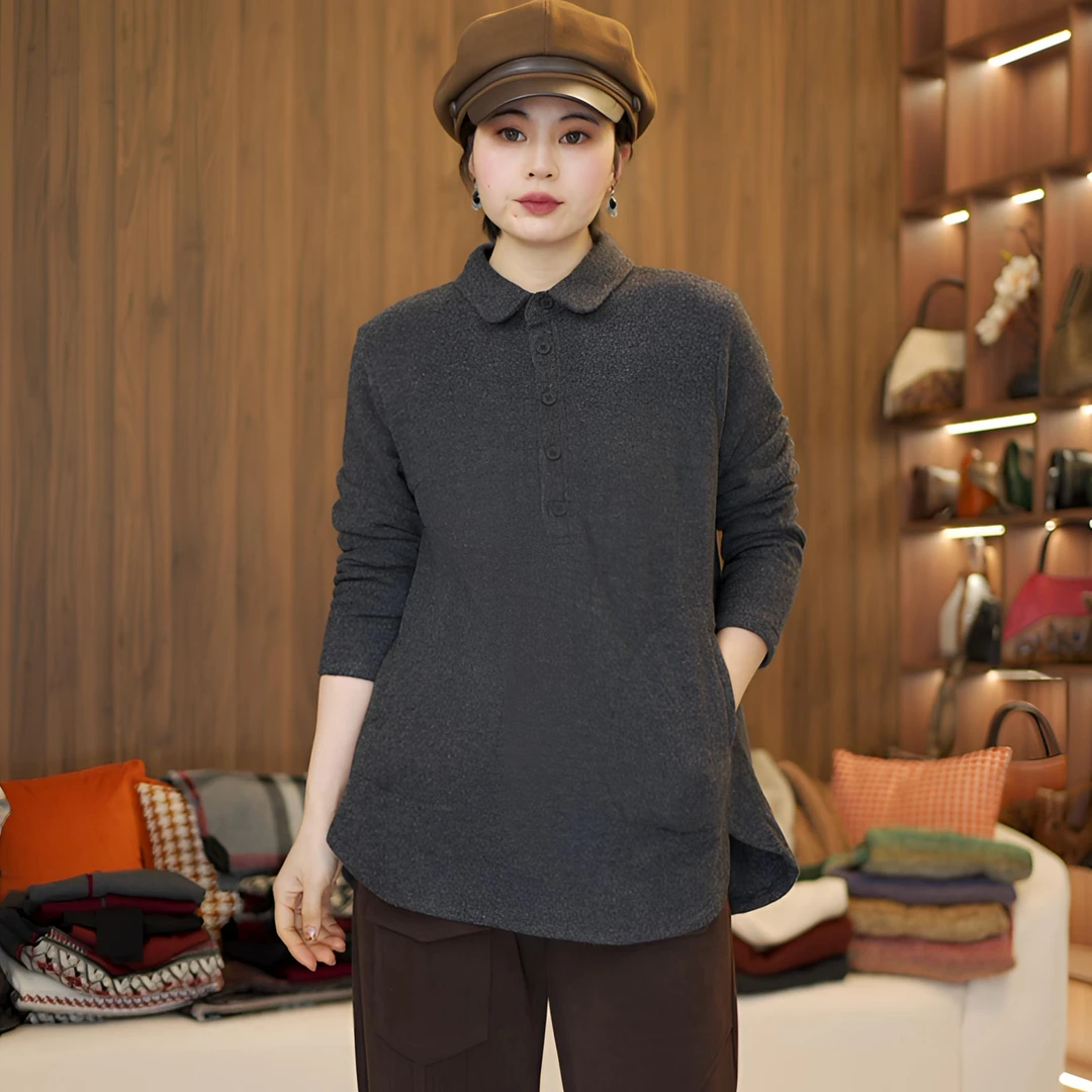 [清版]知南661 一手长磨毛衬衫百搭休闲哇哇领上衣