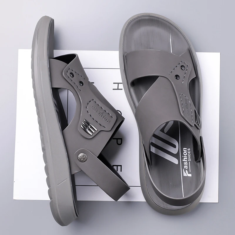 奥维格姿户外必备/软底软面/防滑防臭/男士皮凉鞋/沙滩鞋