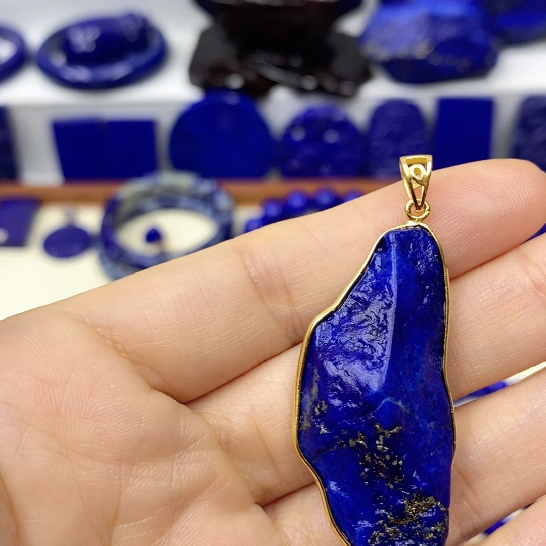 青金石颈饰银S925镀金镶嵌尹