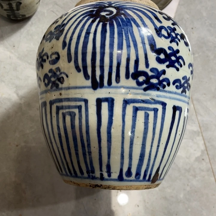 罐陈**浪青花凤眼罐子全品的