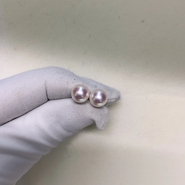 海水珍珠18K金镶嵌耳钉7-7.5